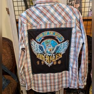 Van Halen 1984 Plaid Western Shirt Hand Crafted Upcycled